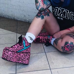 YRU Qozmo pink leopard platforms